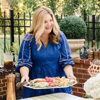 Stacey Pirtle serving main course 