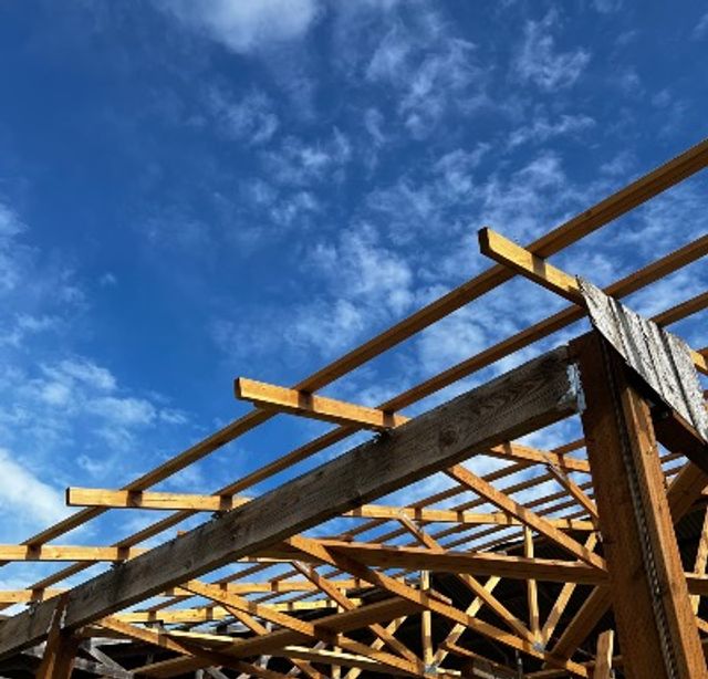 Barn trusses and sky