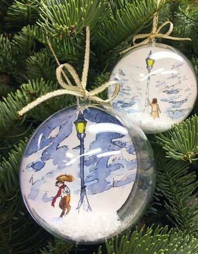 Narnia Inspired Ornament of Mr. Tumnus and Lucy Image