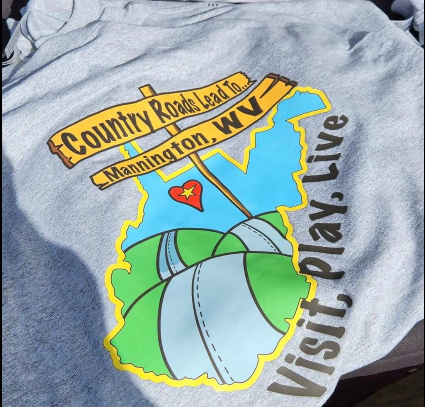 Country Roads Lead to Mannington T-shirt Image