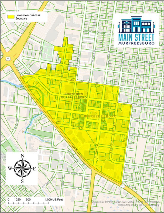 Downtown Murfreesboro Historic Business District Boundary