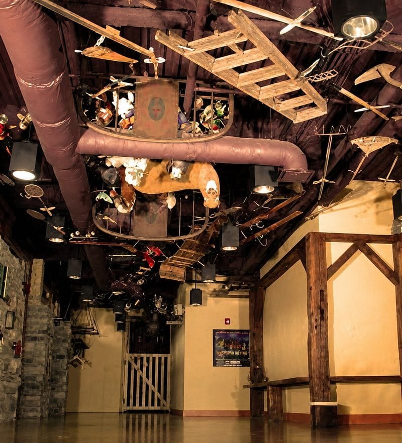 An art installation on the ceiling of the Commonweal Theater by artist Karl Unasch as part of the Commonweal Stash self-guided experience