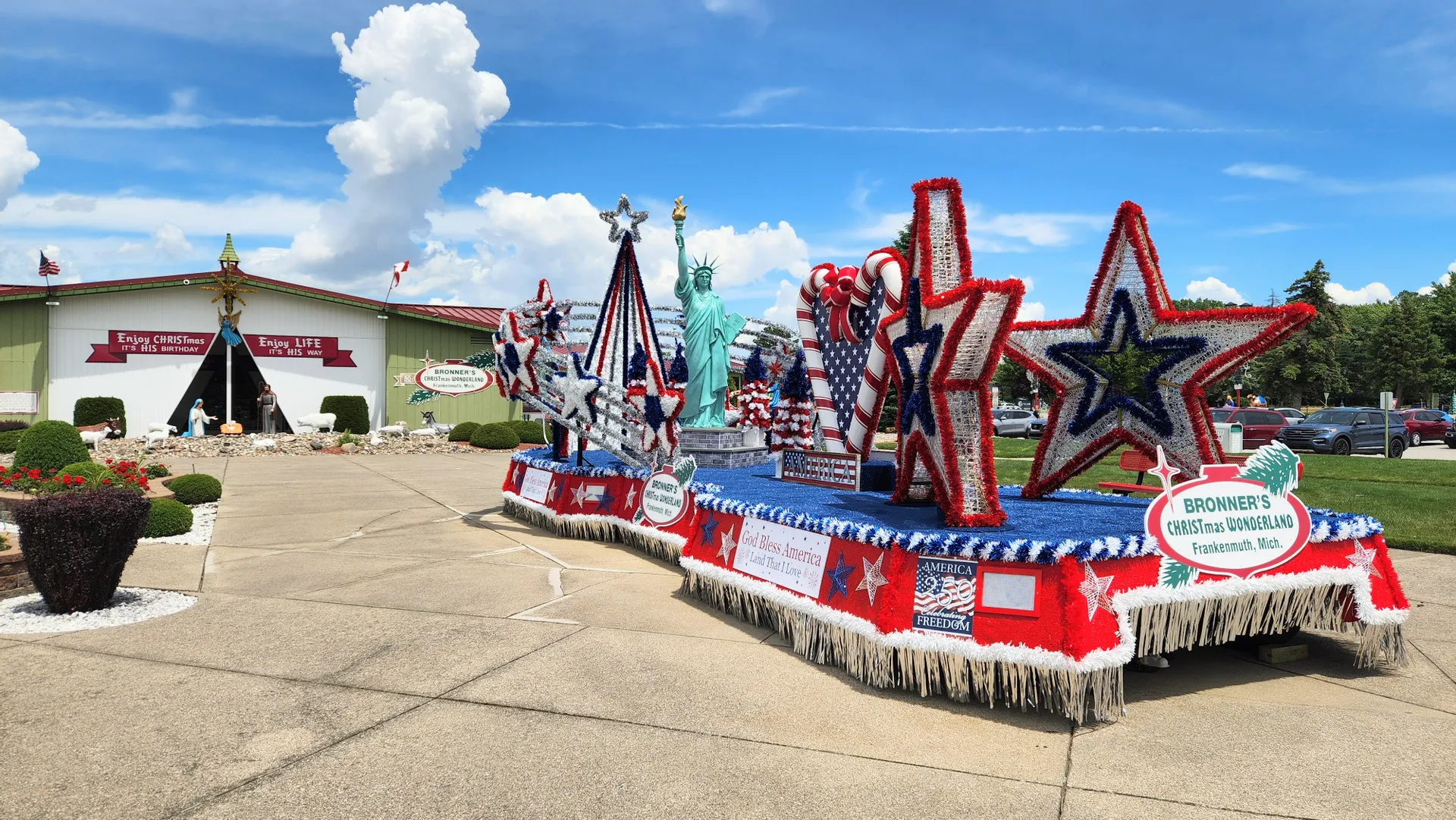 America250 Float Display at Bronner's Christmas Wonderland
