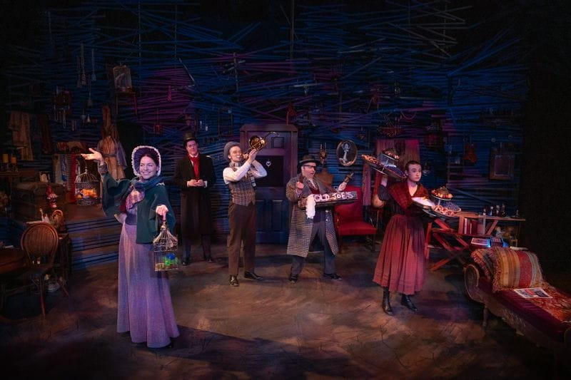Actors perform on stage during a production at the Commonweal Theatre in Lanesboro, Minnesota.