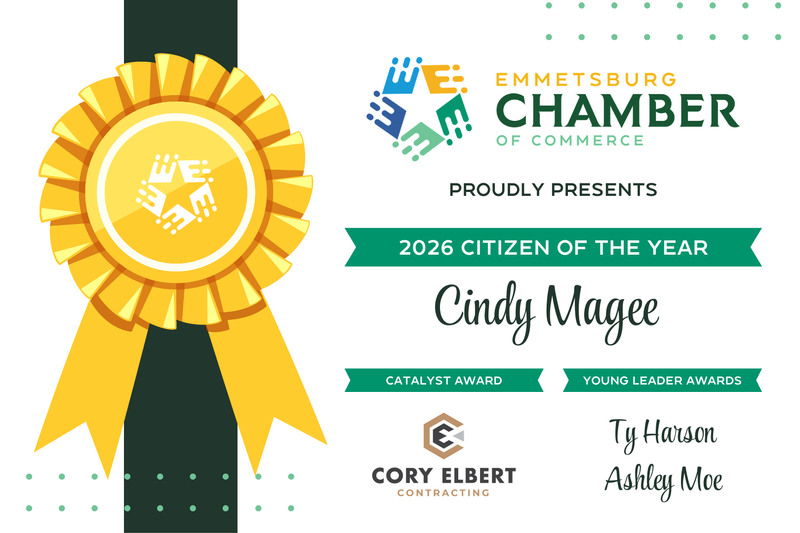 Certificate-style graphic with names of Chamber's 2026 award recipients