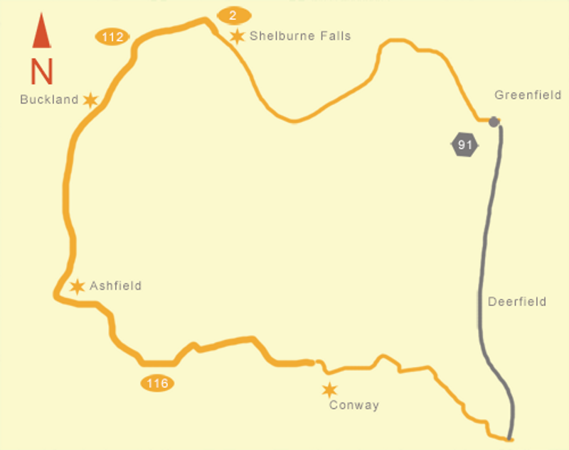 Map of Buckland-Ashfield-Conway Scenic Drive