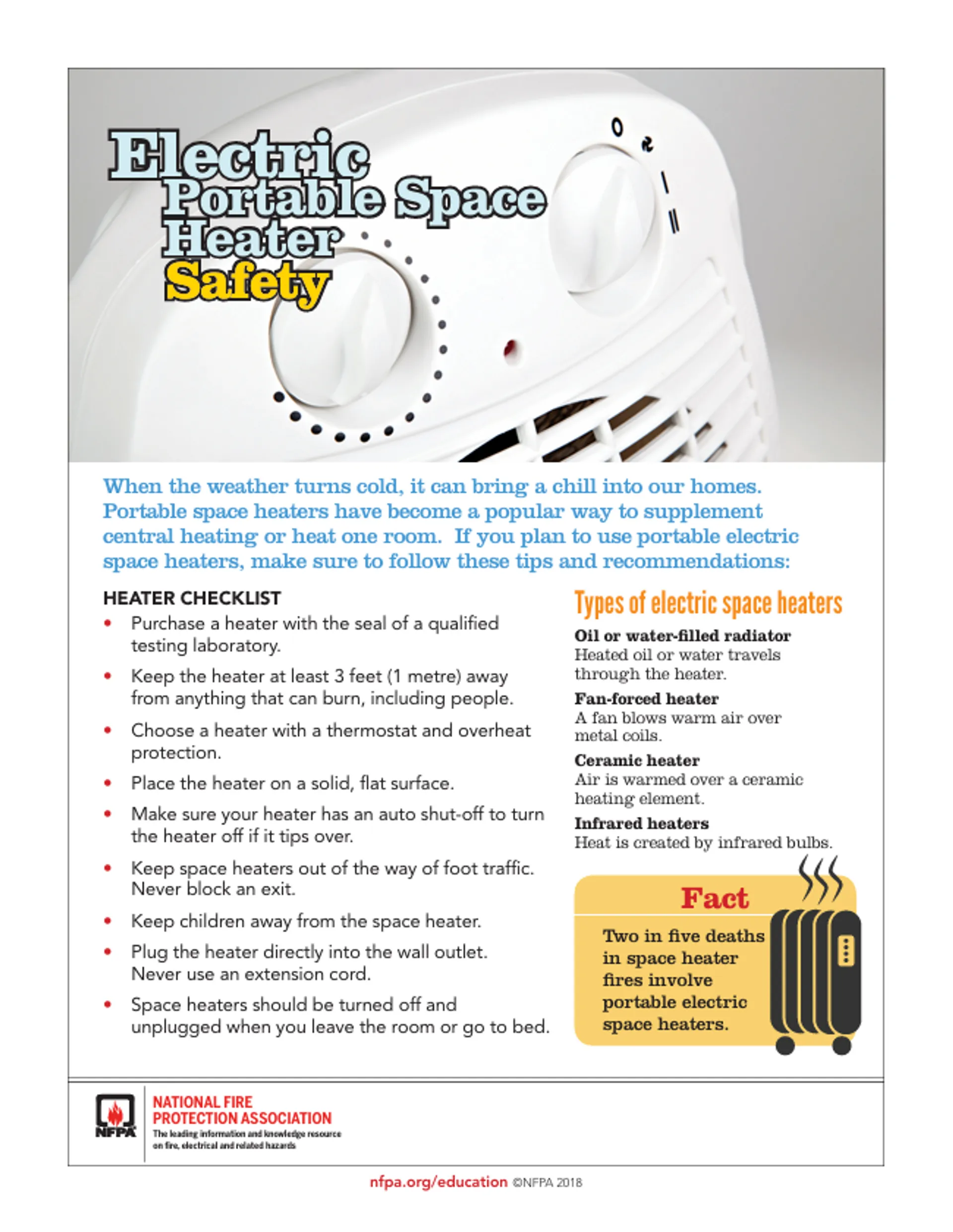 Space Heater Safety: Statesville Fire Department Fire Safety Tip of the ...