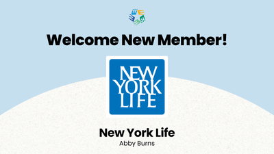Image with text reading: Welcome New Member! New York Life, Abby Burns