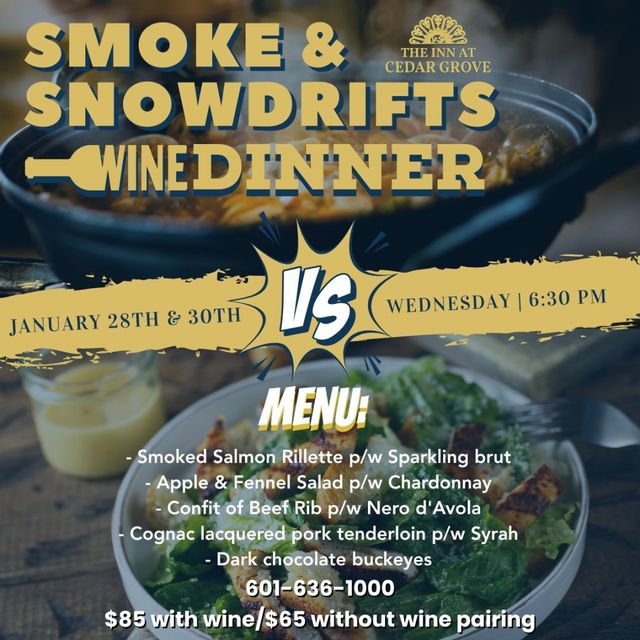 Smoke & Snowdrifts Wine Dinner