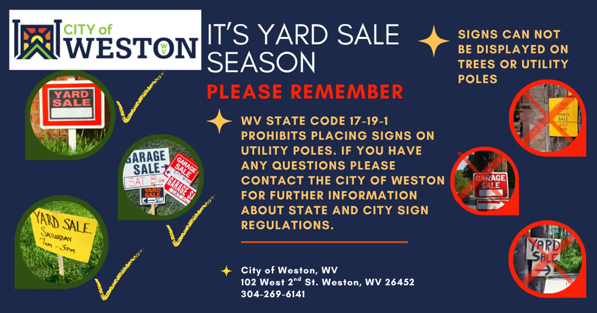 Signs Can Not Be Displayed on Utility Poles.
