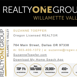 Realty One Group, Willamette Valley, Suzanne Toepfer