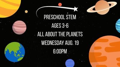 Preschool Stem-All About the Planets  Ages 3-6