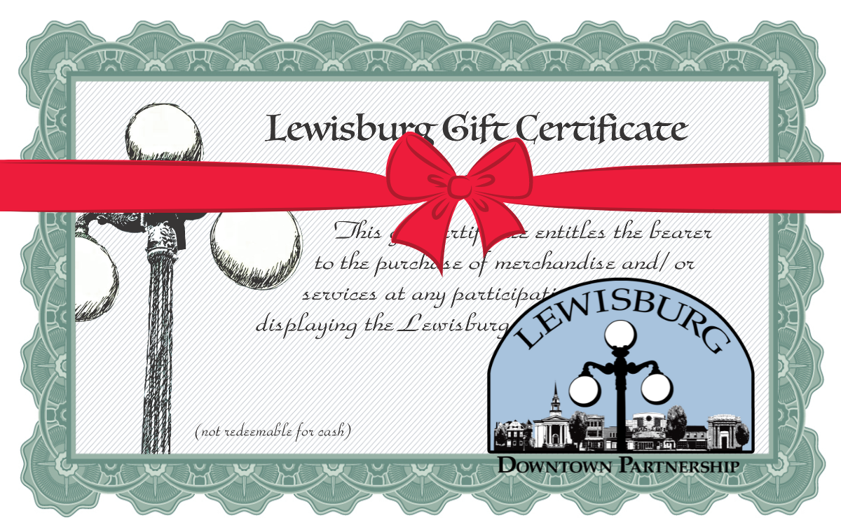$10.00 Downtown Lewisburg Gift Certificates Image