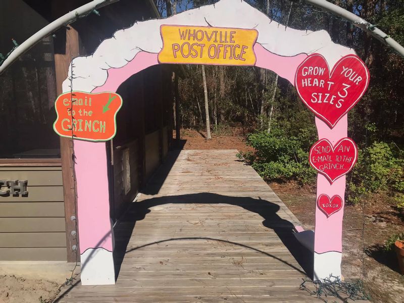 Whoville post office photo op at the Grinchmas event held at Gulf State Park