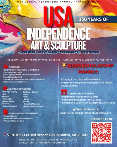 G42 Global Reformers Art Competition: July 4th, 250 Years Celebration - $1,000 Scholarship