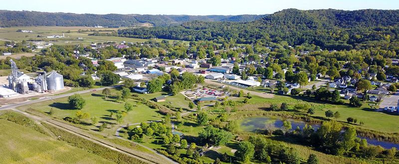 Aerial view of the town of Houston, MN