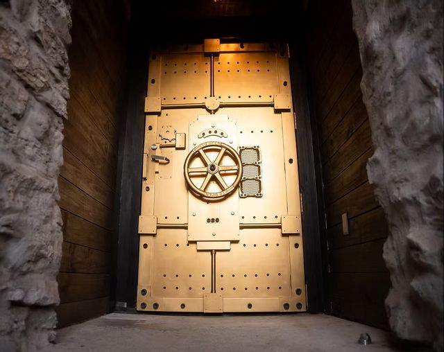 The Velvet Lounge gold door at entrance 