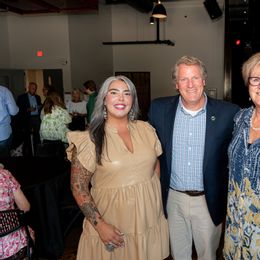 Chloe Salinas, Wayne Dyess and Darrelyn Dunmore at the Community Leaders reception where Chloe accepted the award on behalf of the Foley Art Center.