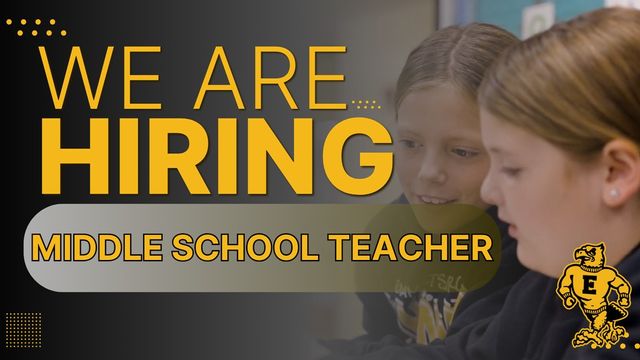Graphic reading We are Hiring Middle School Teacher
