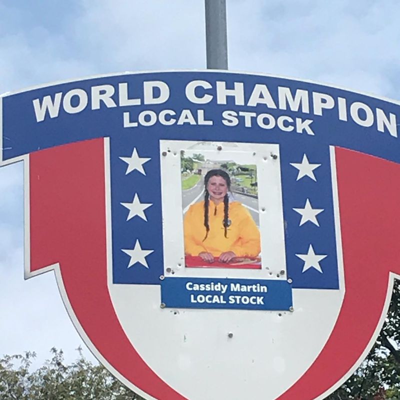 The pictures are changed every year at The All-American Soap Box Derby in Akron Ohio. Our very own Cassidy Martin is pictured winning the 2019 World Champion Local Stock Division.