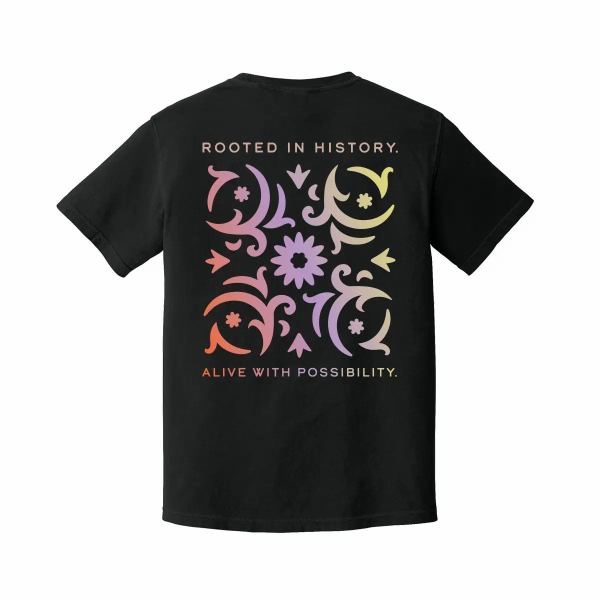 Rooted in History, Alive with Possibility Unisex Black Tee Image
