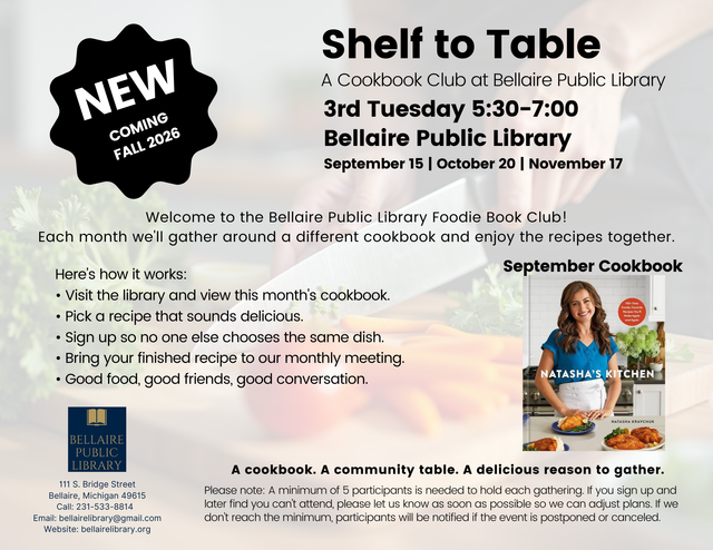 Shelf to Table-A Cookbook Club at the Bellaire Public Library
