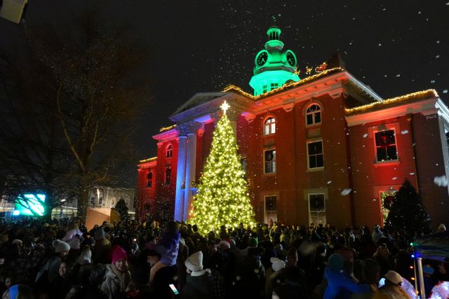 Celebrate Christmas Rutherford County Courthouse and lit up tree