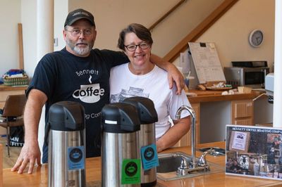 PMG PHOTO: CHRISTOPHER OERTELL – Mark and René Bennett, co-owners of Bennett Coffee Roasting Co., stand behind the counter at their business in Downtown Hillsboro.
