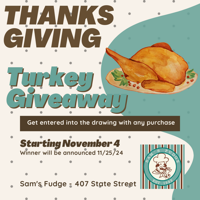 Turkey Giveaway at Sam's Fudge