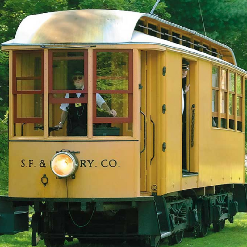 front view of No 10 trolley with conductor