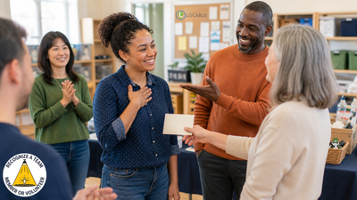 A team member receives public thanks from a customer and coworkers for a helpful contribution.