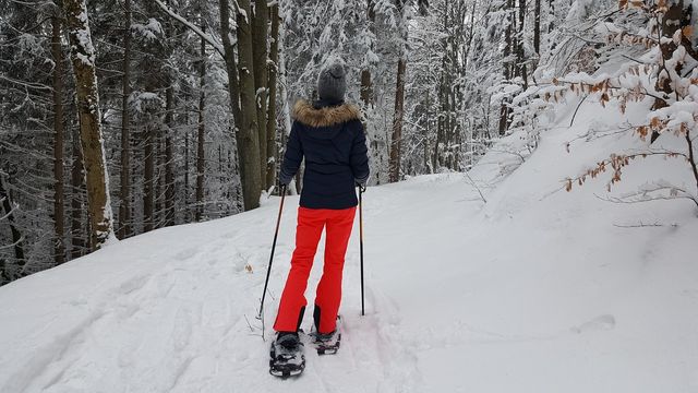 Woman snowshoeing