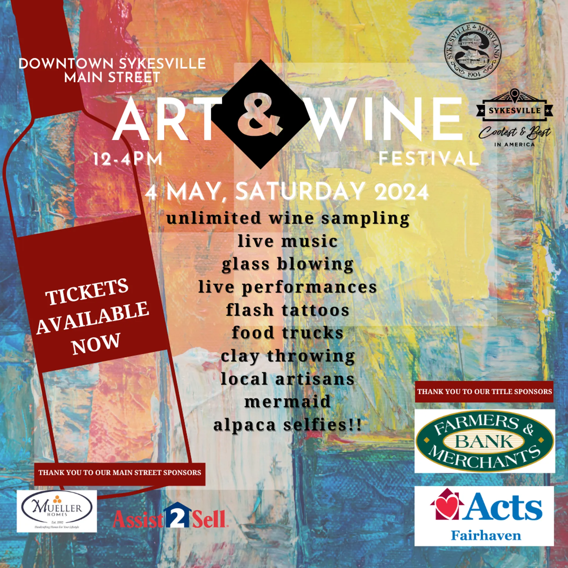 Downtown Sykesville Art and Wine Festival This Weekend!