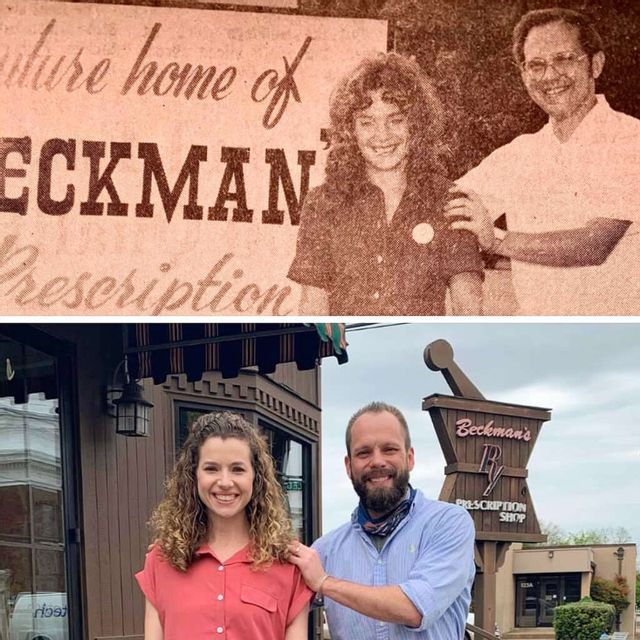 Beckman's Prescription Shop before and now