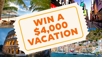 Raffle ticket image reading "win a $4,000 vacation"