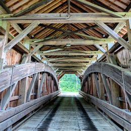 inside a covered bridge