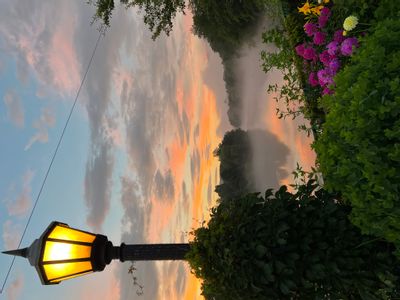Streetlight on Bridge of Flowers at dusk