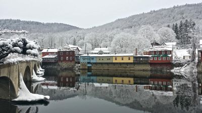 Bridge of flowers and Buckland covered in snow