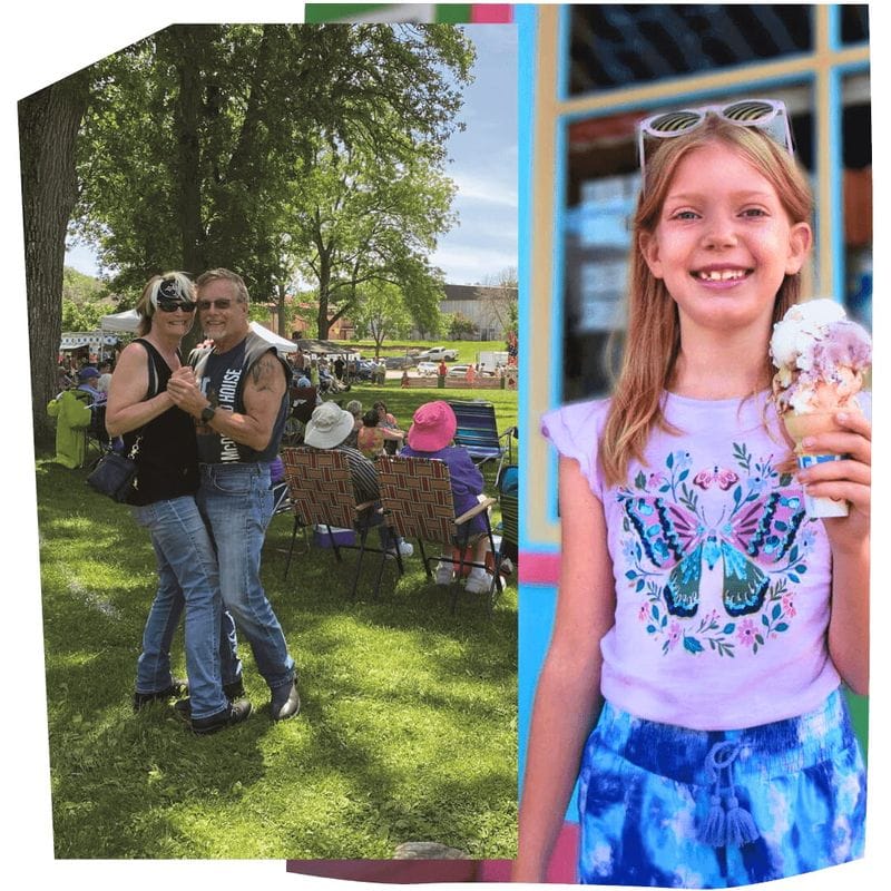 People enjoy a summer community event in Lanesboro, Minnesota, with live music, dancing, and ice cream.