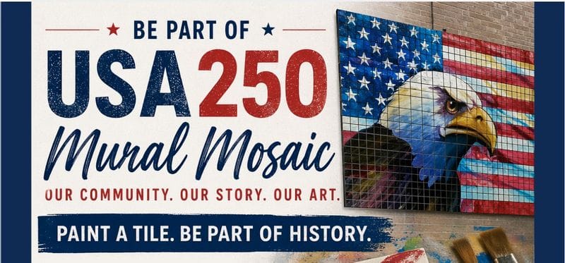 be part of our 250 mural by paint a tile flyer