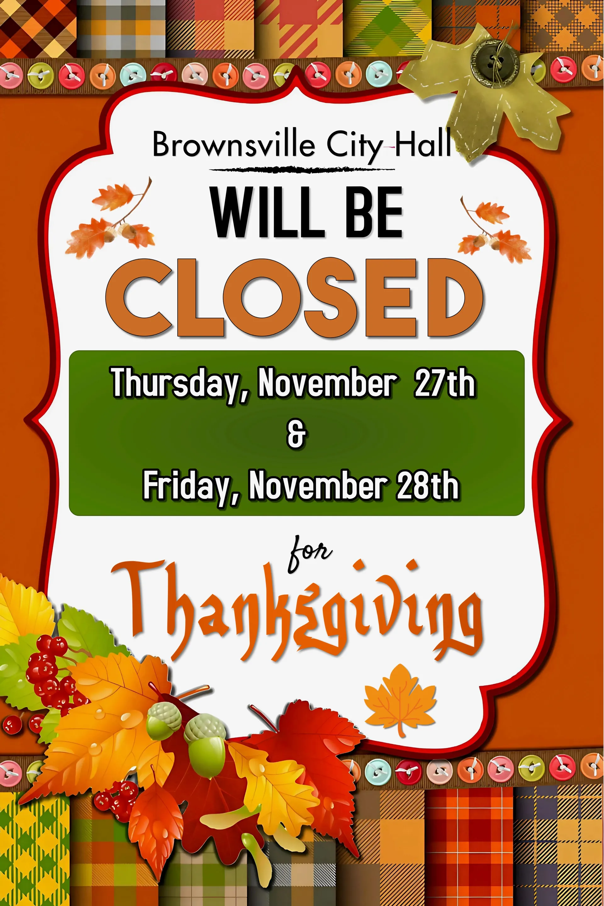 Thanksgiving Closure